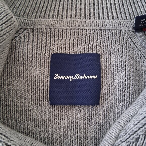 Tommy Bahama Arctic Isles Half-Zip Sweater Men's Medium Cotton Surf Beach - Picture 5 of 6
